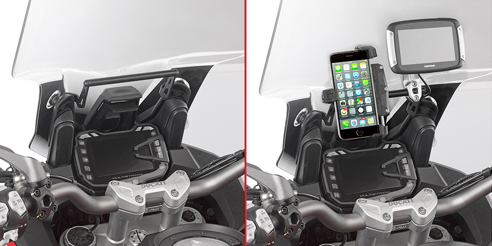 Beugel voor montage op de voorruit voor navigatie/smartphone voor Ducati Multistrada Givi