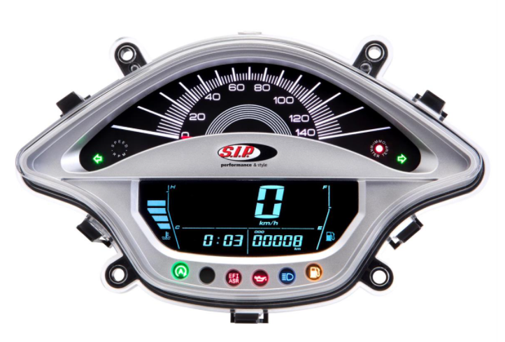 Toerenteller/snelheidsmeter voor Vespa Primavera/Sprint 50-150cc 2T/4T AC, zilver