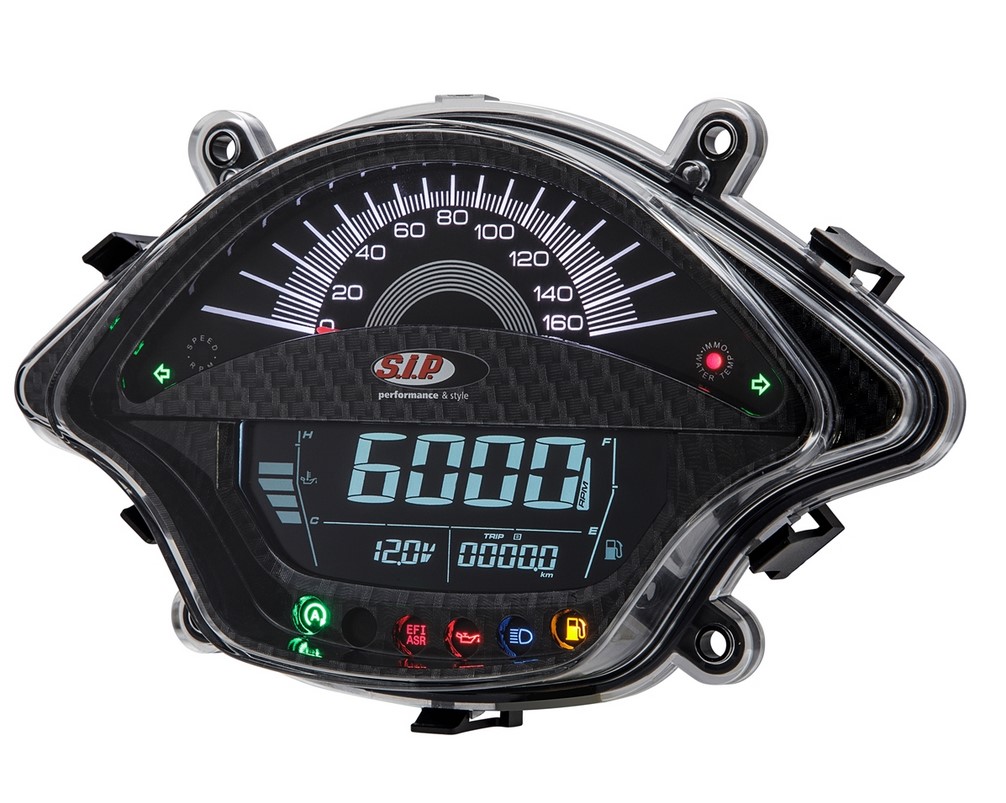 Toerenteller/snelheidsmeter voor Vespa GTS/GTS Super 300cc FL ('14-), carbon-look