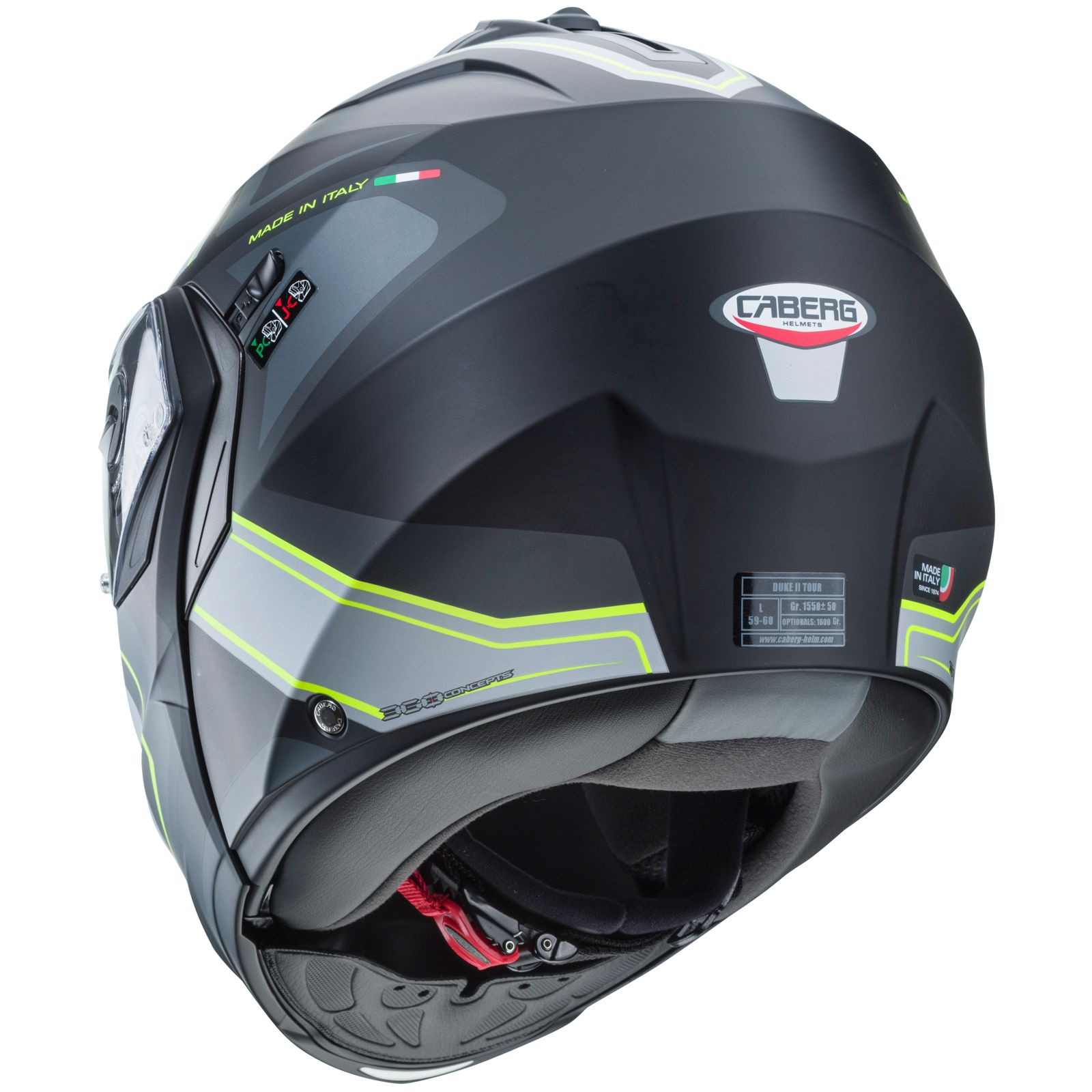 Caberg Duke II Tour helm, mat zwart/antraciet fluo geel