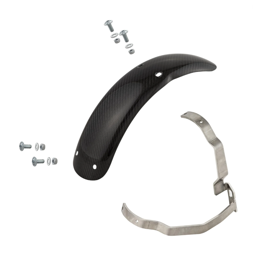 Spatbord 2.0 Garelli Race EVO II voor Vespa PX 80-200ccm, carbon helder, roestvrijstalen beugel
