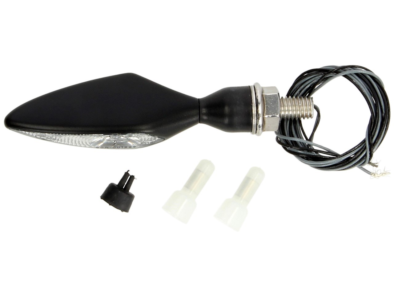 Kellermann-indicator, ruit, staal, LED, VR/HL, 12 V, zwart gesatineerd, M8x20, E-keurmerk