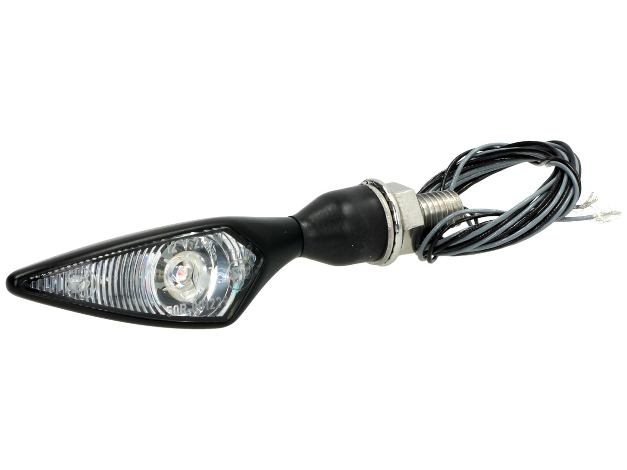 Kellermann-indicator, ruit, staal, LED, VR/HL, 12 V, zwart gesatineerd, M8x20, E-keurmerk