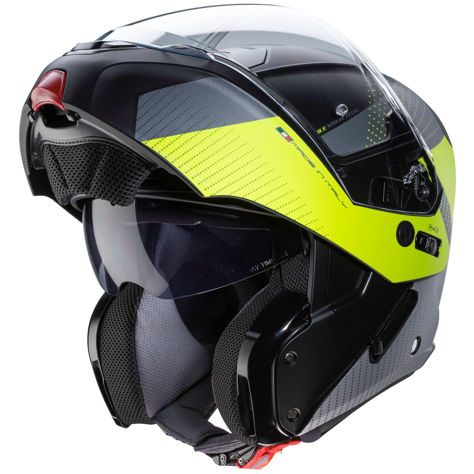 Caberg Horus Scout helm, mat zwart/fluo geel-grijs