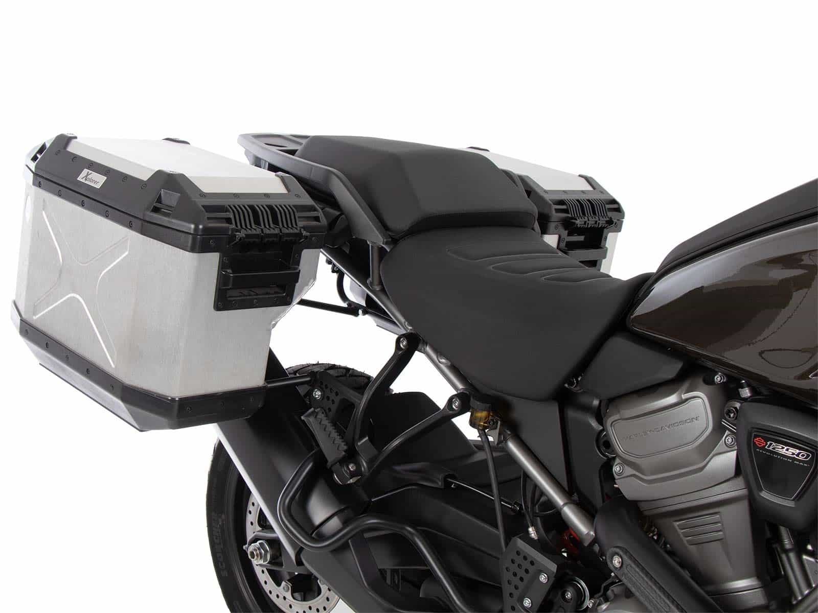 Kofferdragerset Cutout incl. kofferset Xplorer Cutout zilver voor Harley Davidson Pan America (21-)
