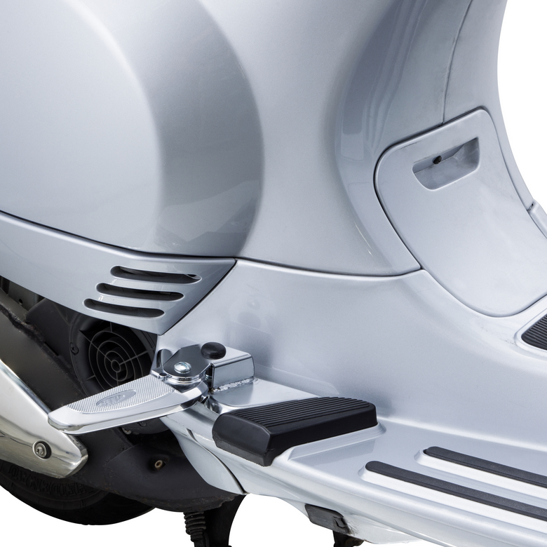 Voetsteunen rechts en links voor Vespa LX /LXV /S 50-150ccm, chroom/chroom