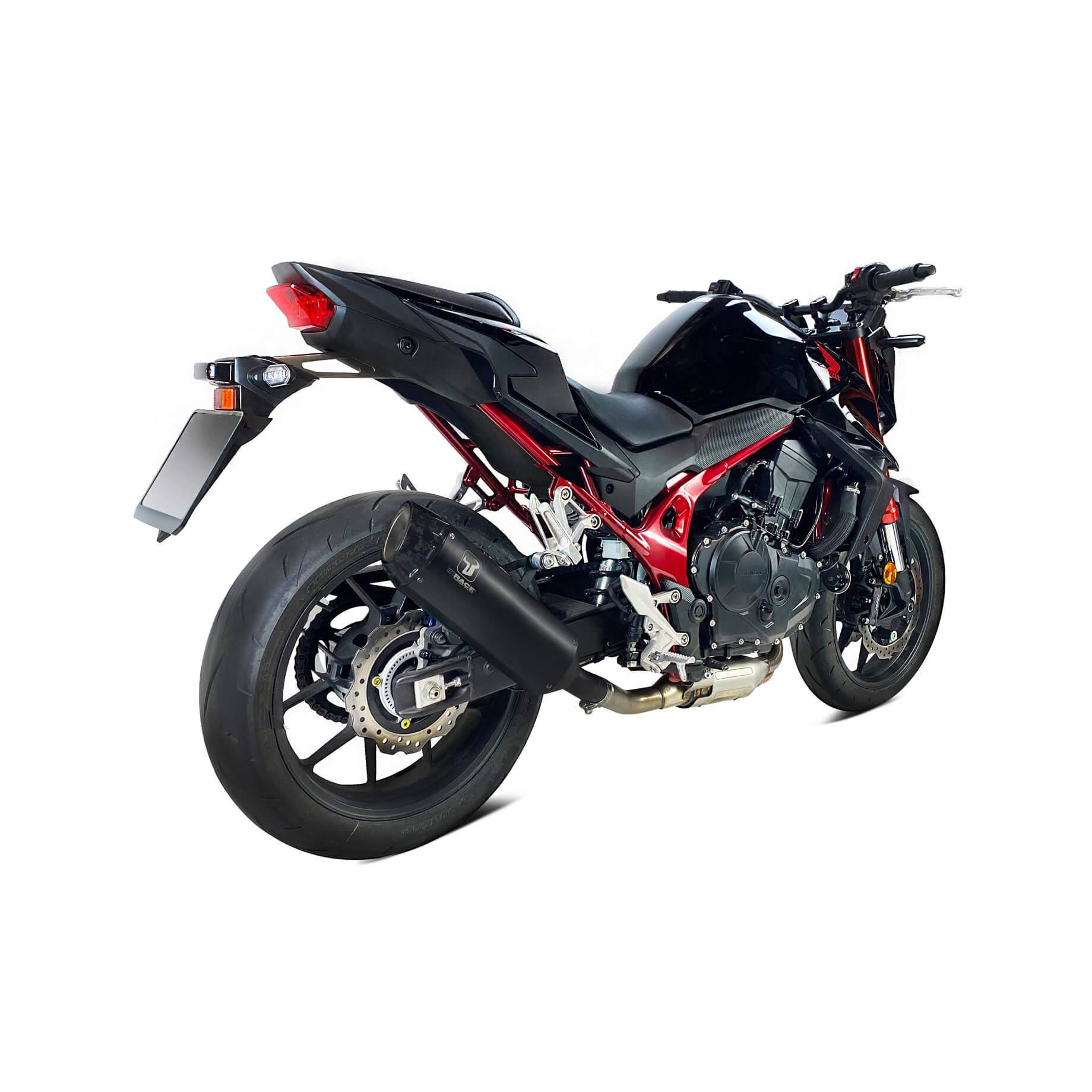IXRACE Desert zwarte roestvrijstalen achterdemper voor Honda CB 750 Hornet (23-)