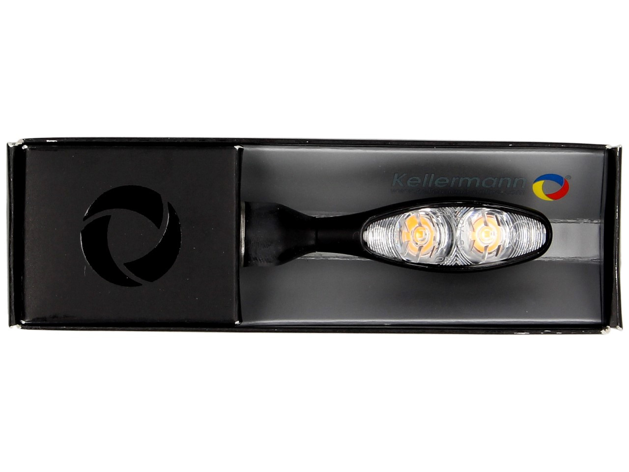 Kellermann-indicator, Micro 1000 Extreme, staal, LED, V/H, L/R, 12 V, zwart gesatineerd, M8x20