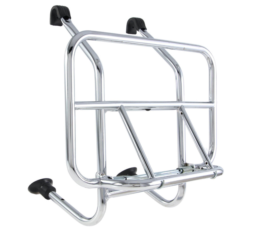 Bagagerek vooraan voor Vespa PX 80-200cc, opvouwbaar, chroom