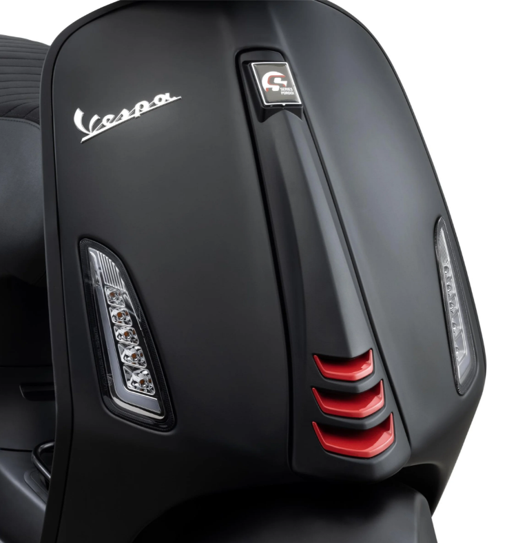 Vespa-embleem "SIP SERIES PORDOI" 4-hoekig cascade, zwart/zilver