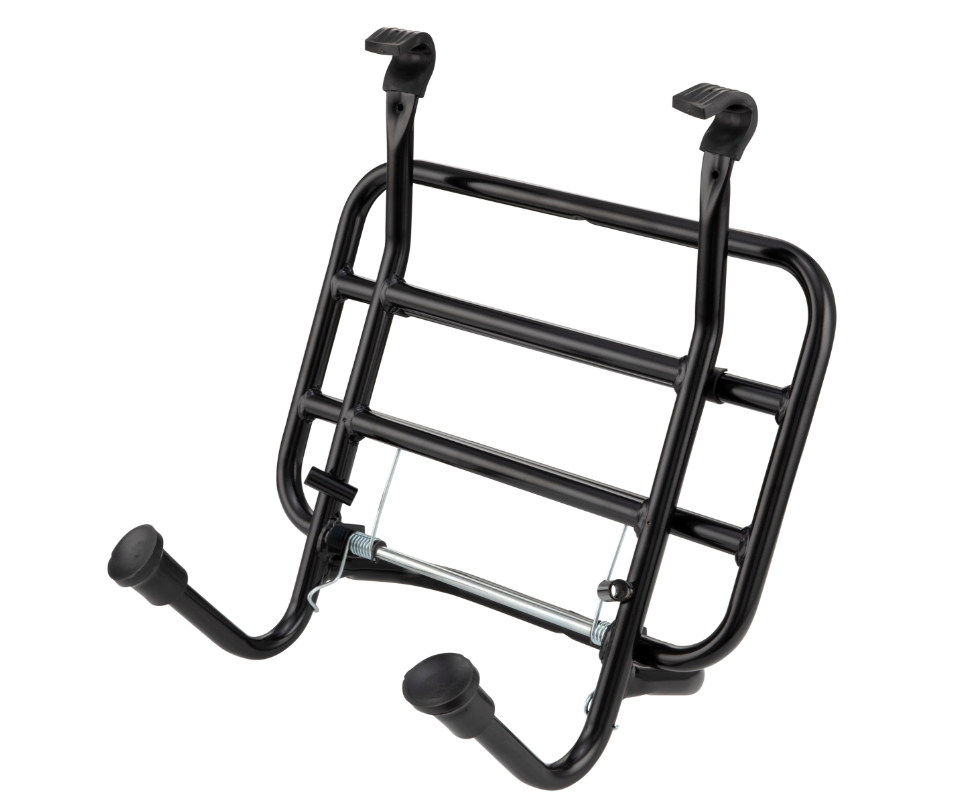 Bagagerek vooraan voor Vespa PX 80-200cc, opvouwbaar, zwart