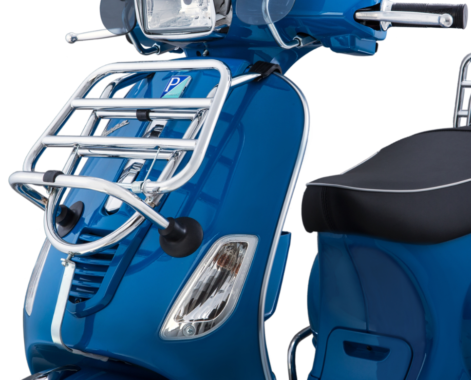 Bagagerek vooraan voor Vespa LX /LXV /S 50-150cc, opvouwbaar, chroom