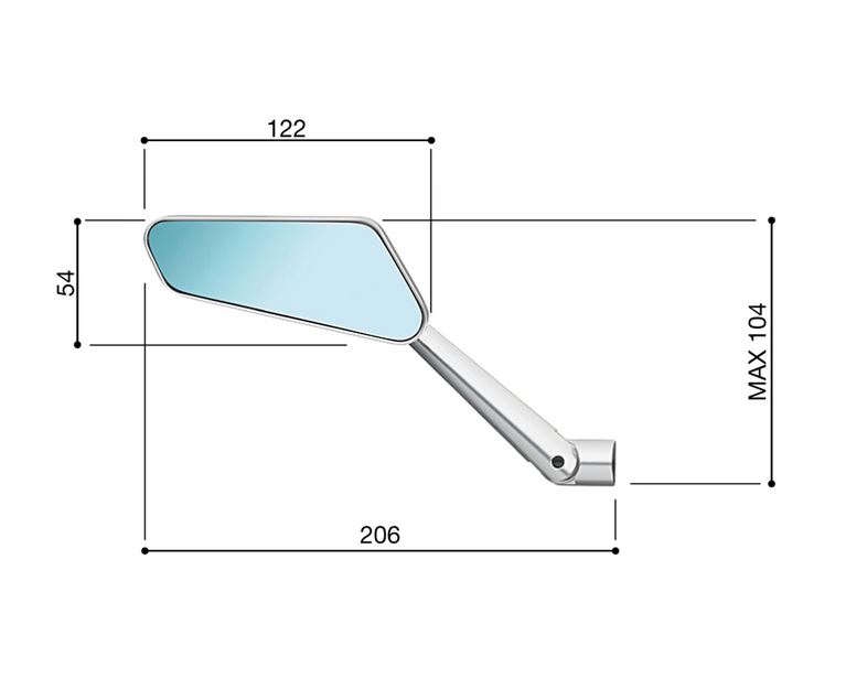 Spiegel RIZOMA Circuit 744 rechts voor Vespa, zwart geanodiseerd