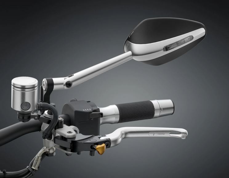 Spiegel RIZOMA "Veloce L naked" links of rechts met indicator voor Vespa, zilver geanodiseerd