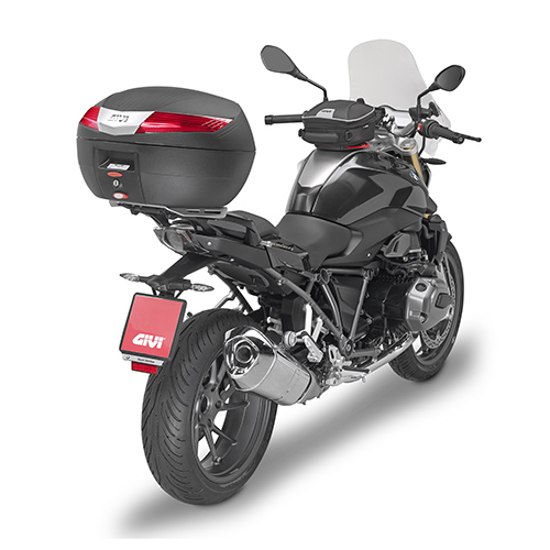V40 MONOKEY topkoffer 40 liter mat zwart met rode reflectoren Givi