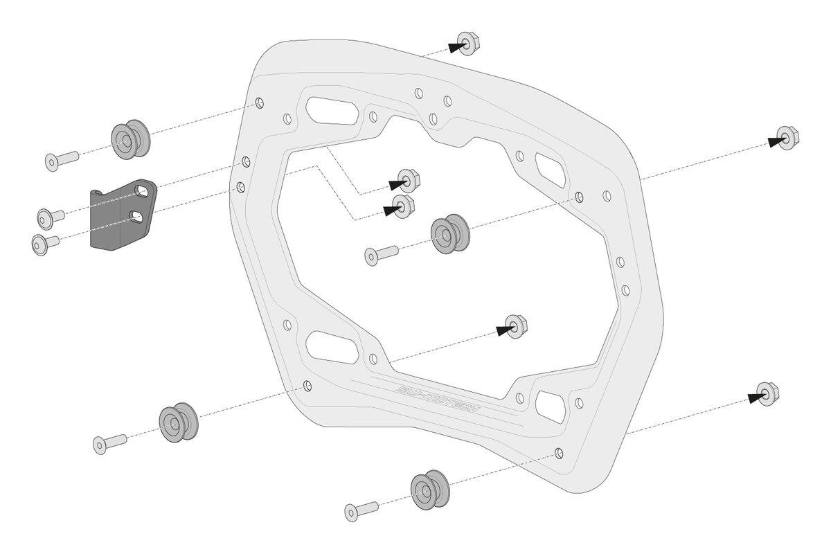 SW-Motech adapterkit voor PRO zijdragers voor TRAX, NANUK zijkoffers