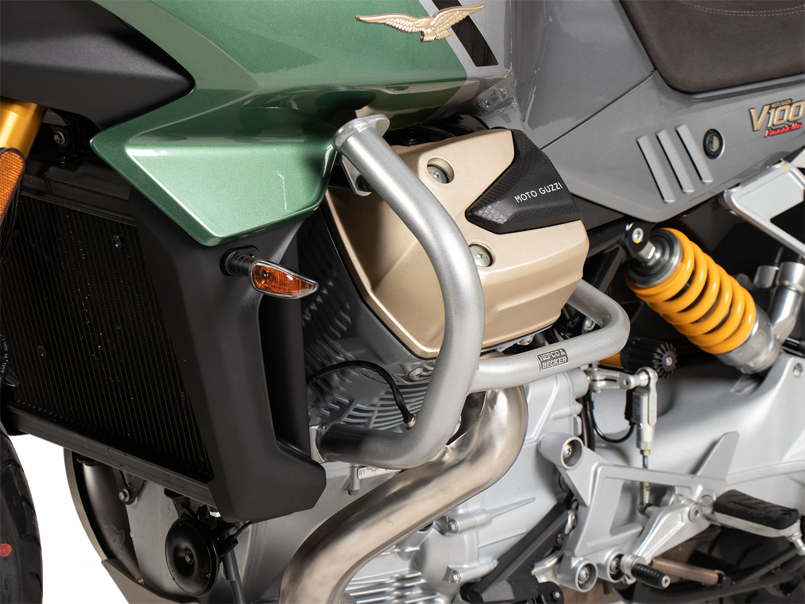 Motorbeschermer zilver voor Moto Guzzi V100 Mandello Hepco & Becker
