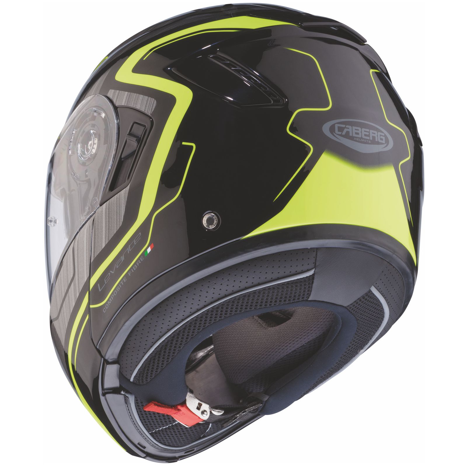 Caberg Helm Levo Flow, zwart/grijs-fluo-geel