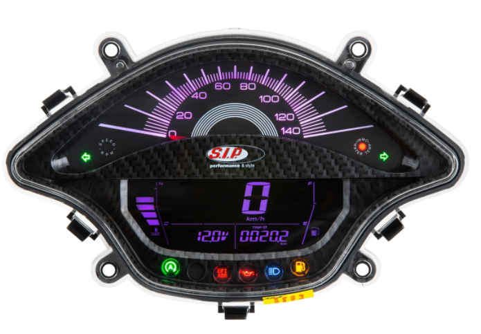 Toerenteller/snelheidsmeter voor Vespa Primavera/Sprint 50-150cc 2T/4T AC, carbon look