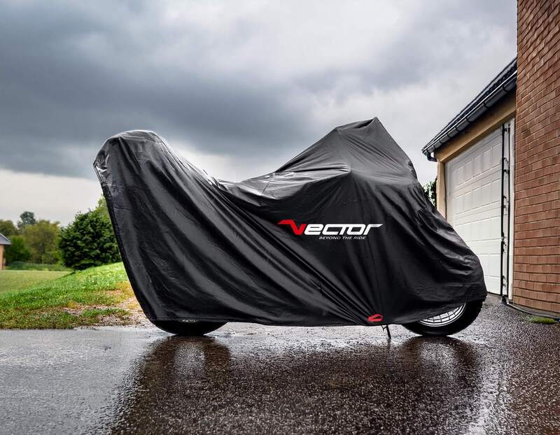 VECTOR H2O Binnen-/buitenzeil voor motor/scooter met topkoffer hoog windscherm - Zwart