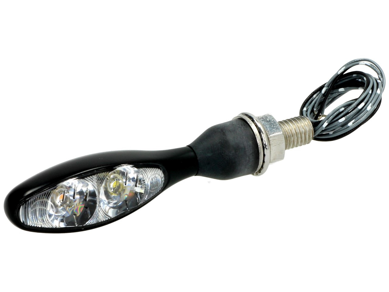 Kellermann indicator met positielicht, Micro 1000 PL, staal, LED, VL/VR, 12 V, zwart satijnglanzend