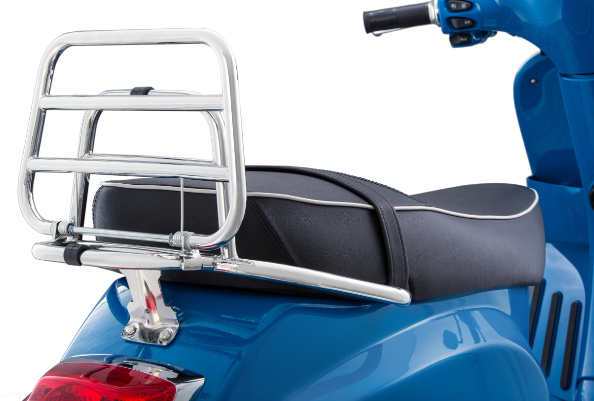 Bagagerek achteraan voor Vespa LX /LXV /S 50-150cc, opvouwbaar, chroom