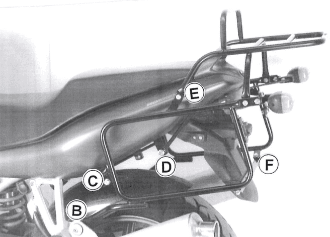 Buisvormige bagagedrager topkoffer en zijkoffer zwart voor Ducati 944 ST 2/3/4 (97-03)