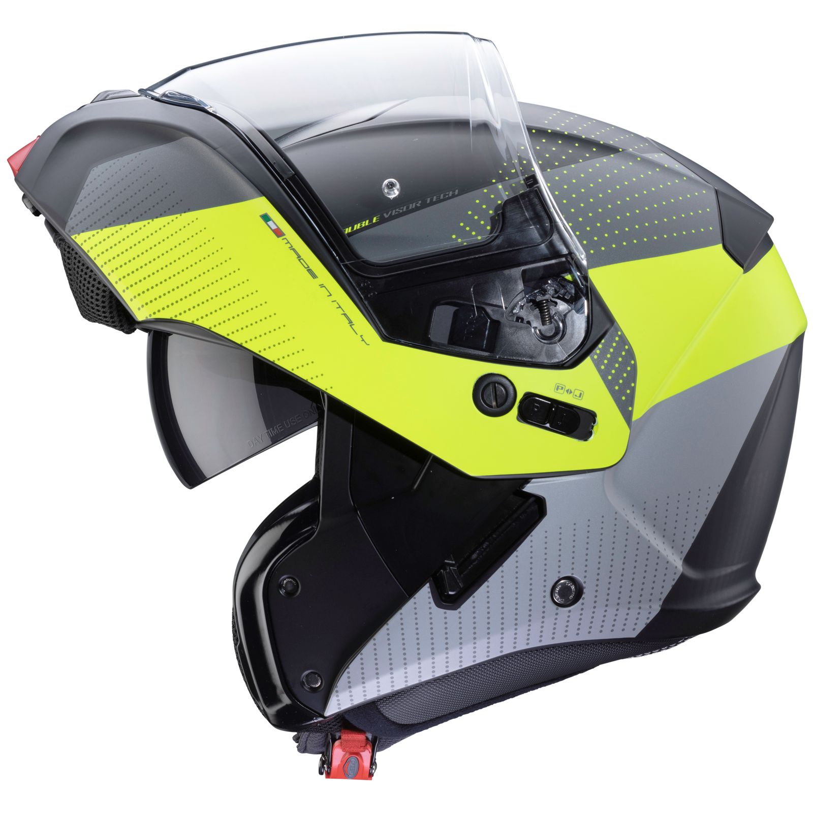 Caberg Horus Scout helm, mat zwart/fluo geel-grijs