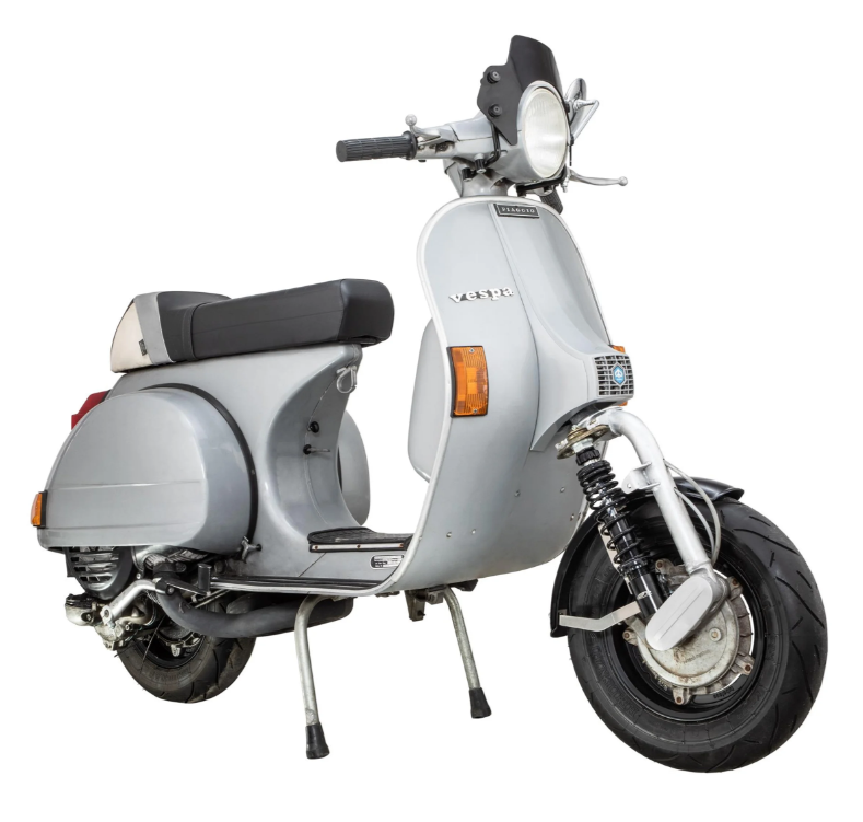 Spatbord 2.0 Garelli EVO II voor Vespa PX 80-200ccm, GFK zwart, beugel roestvrij staal geborsteld