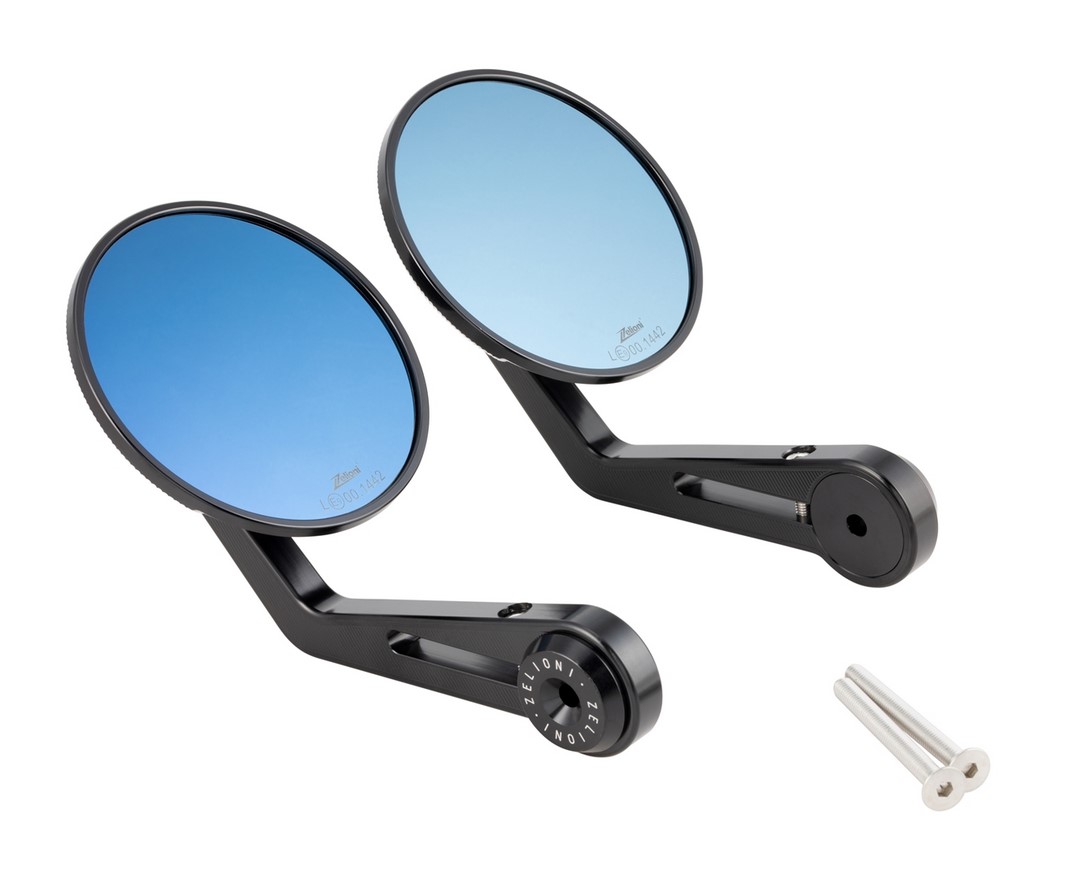 Stuurspiegel ZELIONI voor Vespa, rechts en links, zwart geanodiseerd