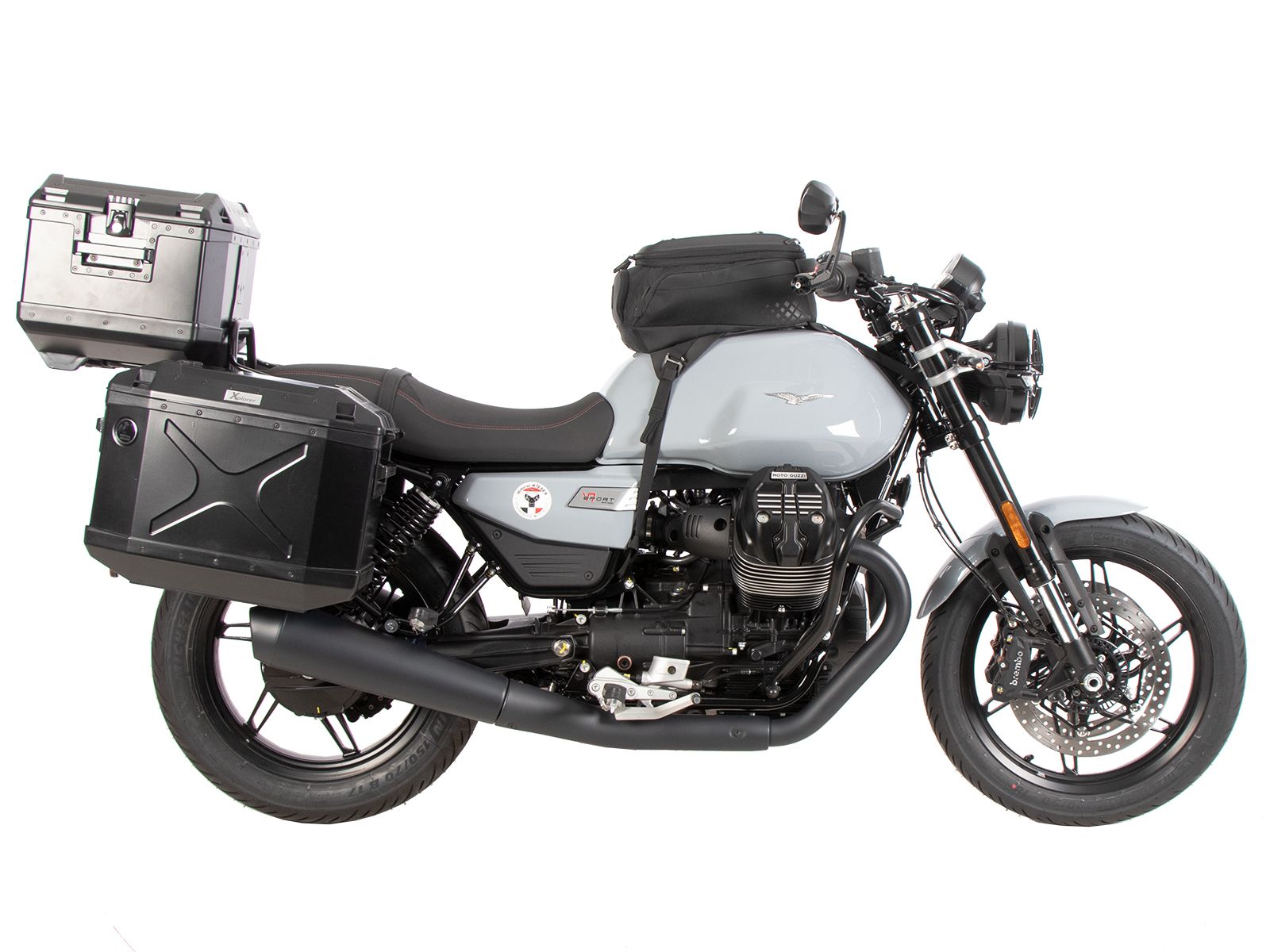 Buisvormige bagagedrager topkoffer zwart voor Moto Guzzi V7 850 Sport (25-) Hepco & Becker