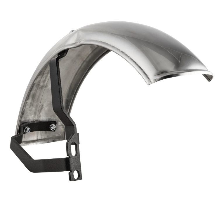Spatbord 2.0 Garelli voor Vespa PX 80-200ccm, gepolijst roestvrij staal, beugel zwart