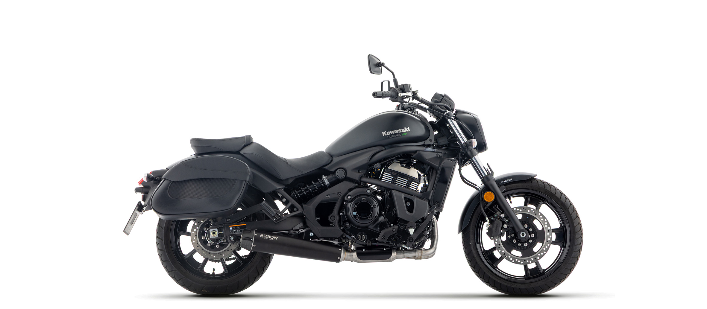 ARROW-uitlaat DARK REBEL van roestvrij staal met carbon-eindkap voor Kawasaki Vulcan S 650 (25-)