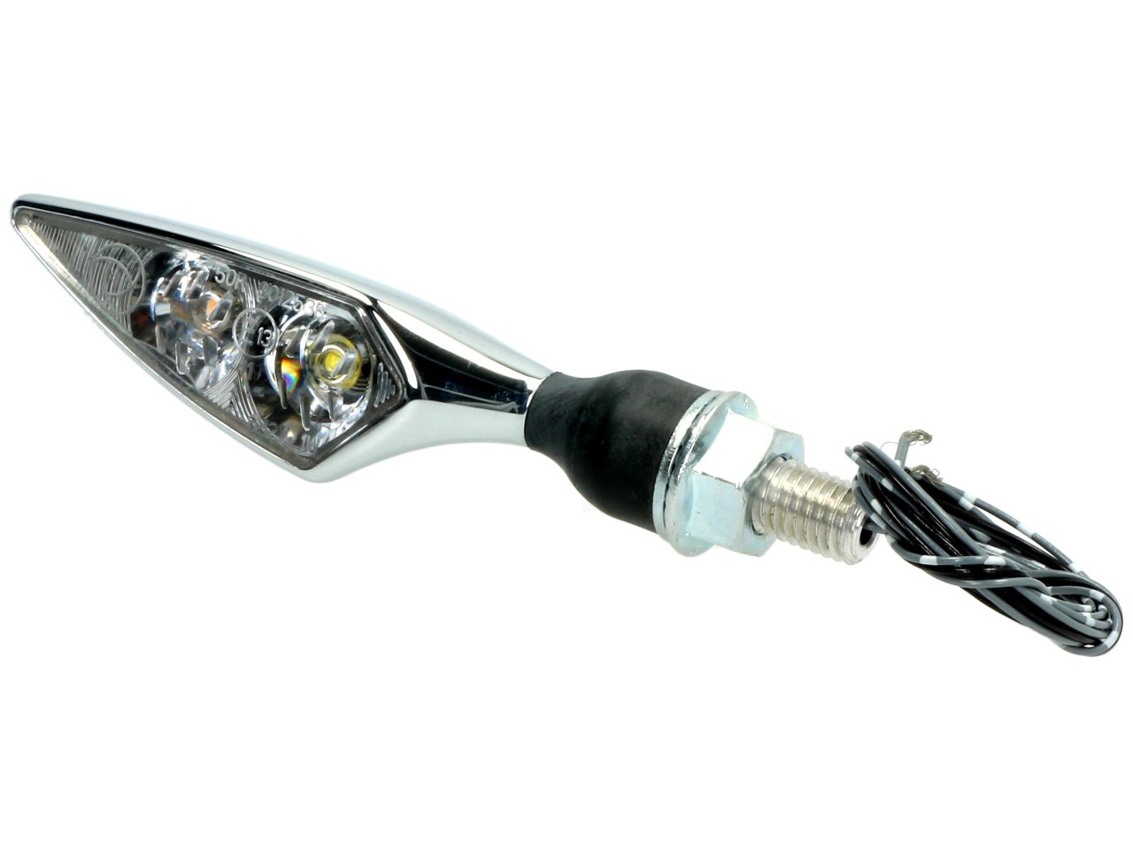 Kellermann indicator met positielicht, Rhombus PL, staal, LED, VR, 12 V, glanzend chroom, M8x20