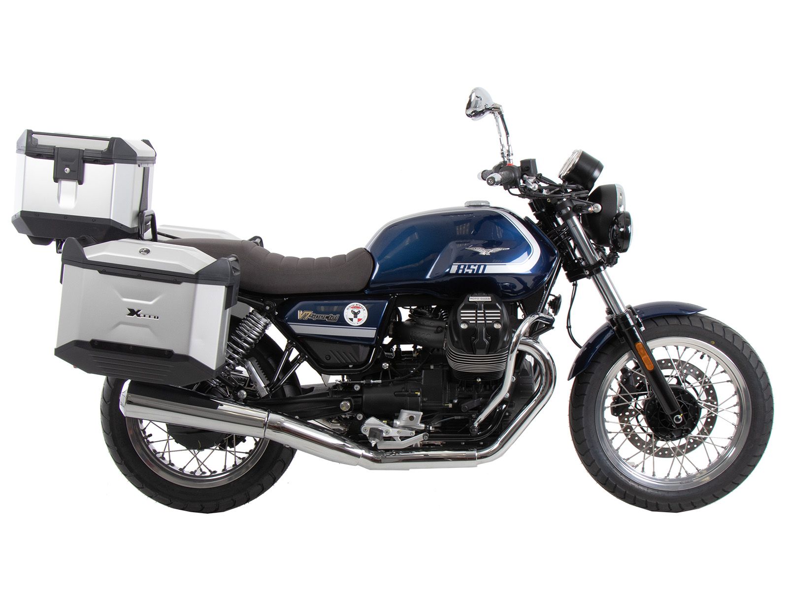 Buisvormige bagagedrager topkoffer chroom voor Moto Guzzi V7 850 Special/Stone/Centenario (21-24)