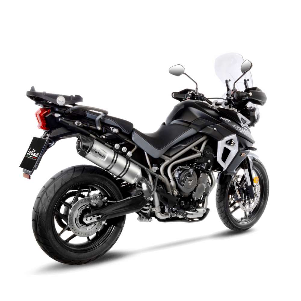 LeoVince uitlaatsysteem LV One Evo voor Triumph Tiger 800, roestvrij staal zilver, slip on, Euro4, E-keurmerk