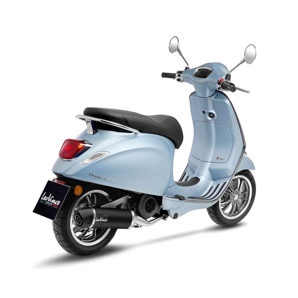 LeoVince uitlaatsysteem SBK Nero voor Vespa Primavera 125, roestvrij staal zwart, slip on, E-certificaat
