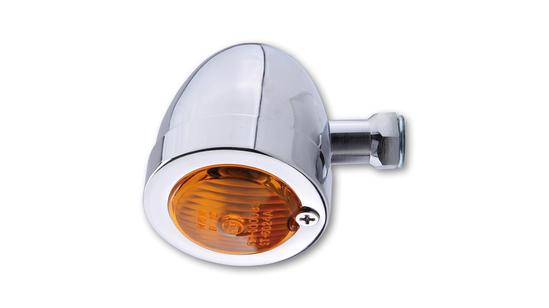 HIGHSIDER Smart Bullet Flat bulb knipperlichtbehuizing chroom / lens oranje (per stuk), voor & achter