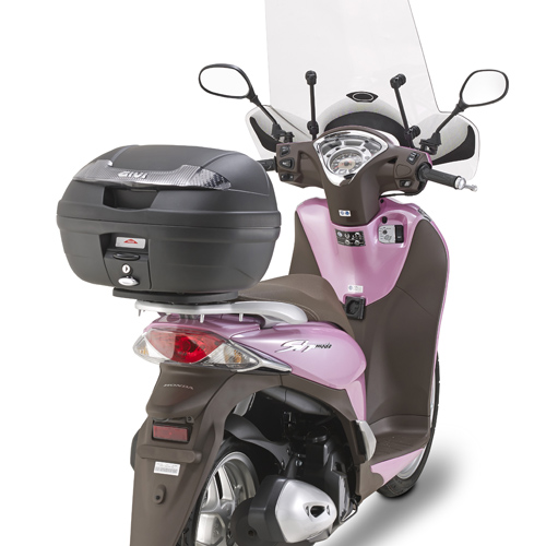 E340 Vision Tech MONOLOCK Topkoffer zwart met transparante reflectoren en plaat Givi