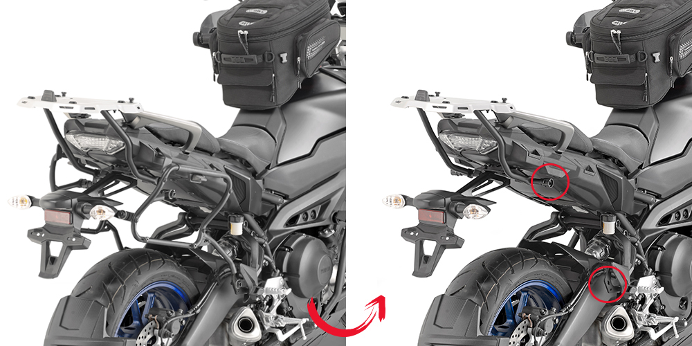 Afneembare zijkofferdrager voor Yamaha Tracer 900 / Tracer 900 GT (Bj. 18-19) Givi