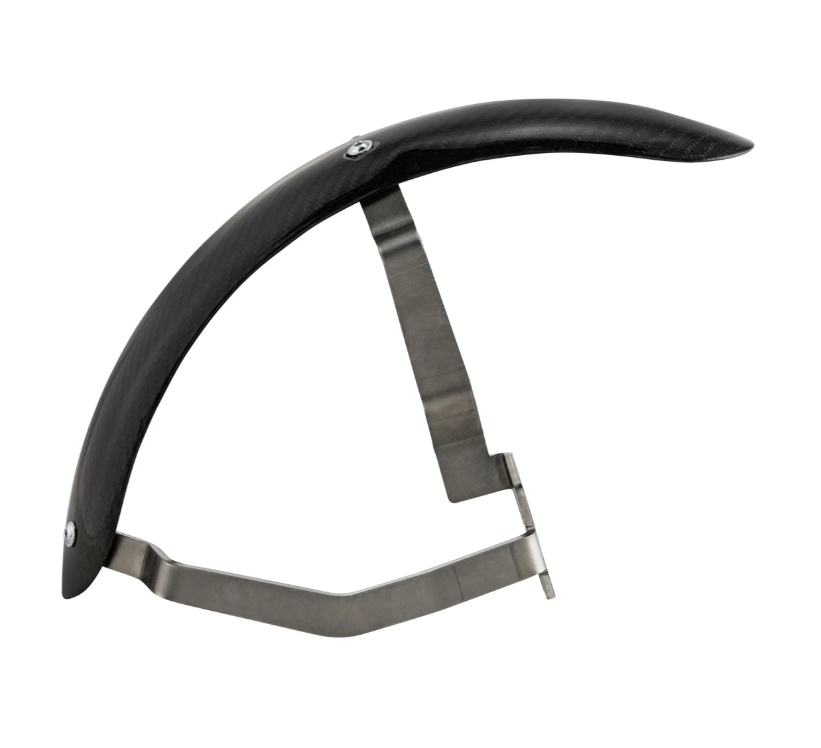 Spatbord 2.0 Garelli Race EVO II voor Vespa PX 80-200ccm, carbon helder, roestvrijstalen beugel