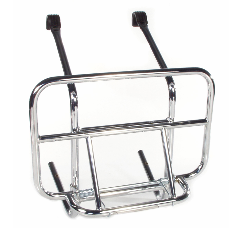 Bagagerek vooraan voor Vespa PX 80-200cc, opvouwbaar, chroom