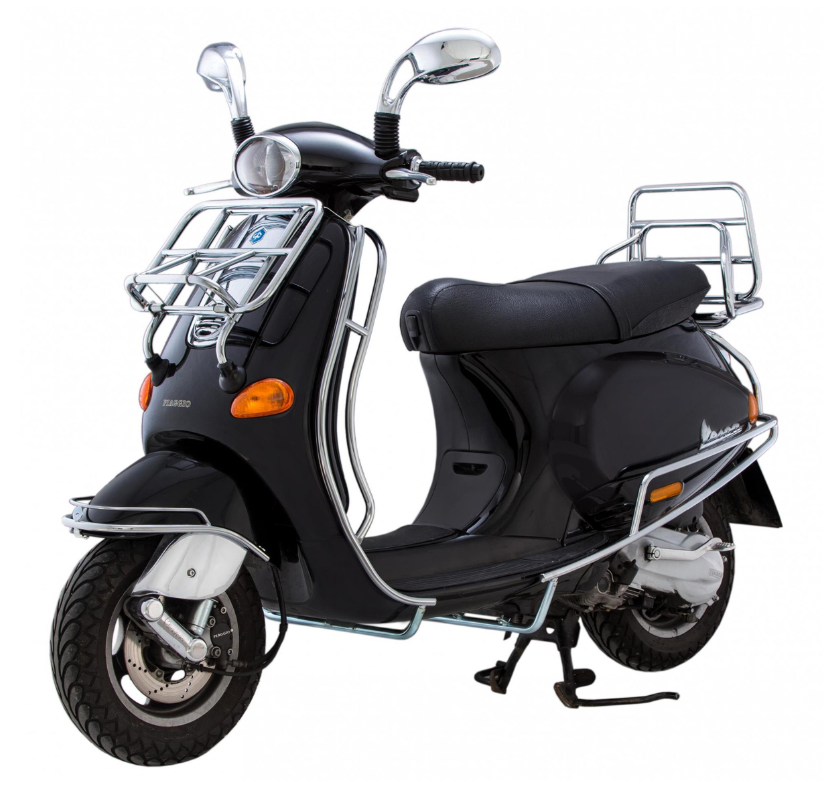 Bagagerek achteraan voor Vespa ET2/ET4 50-150cc, opvouwbaar, chroom