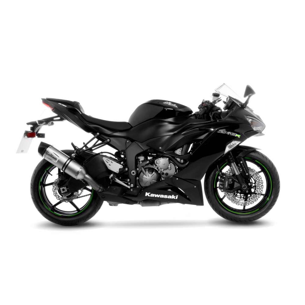 LeoVince uitlaatsysteem LV One Evo voor Kawasaki ZX-6 R 636, roestvrij staal zilver, slip on, E-certificaat