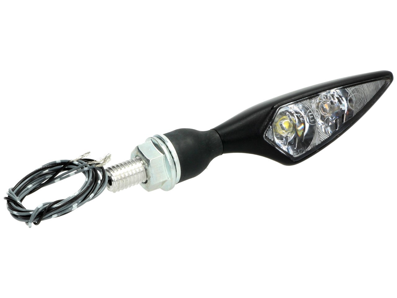 Kellermann-knipperlicht, Rhombus PL, staal, LED, linksvoor, 12 V, zwart gesatineerd, E-keurmerk