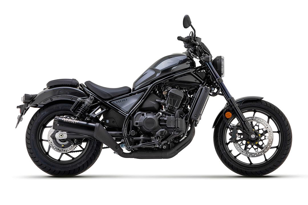 ARROW Uitlaat REBEL DARK Slip-On met zwarte aluminium eindkap voor Honda CMX 1100 Rebel /DCT (21-25)