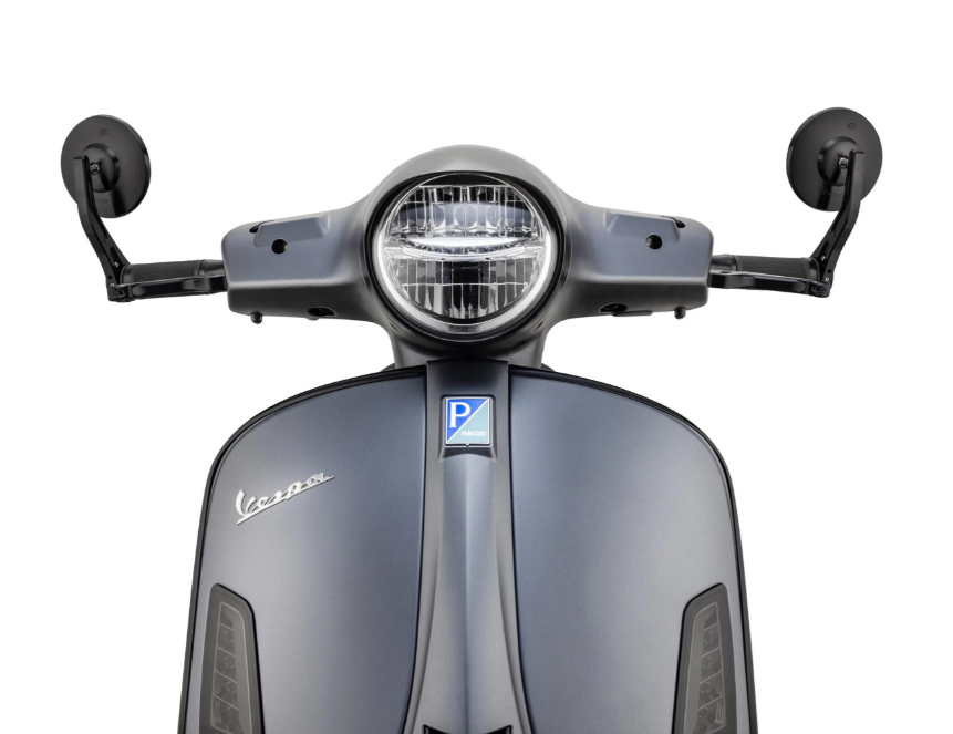 Stuurspiegel voor Vespa, links of rechts, rond, glanzend zwart