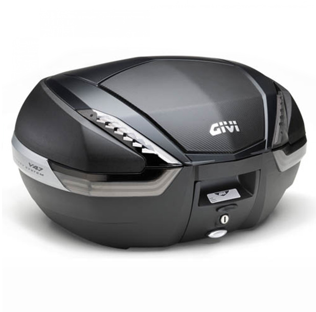 V47 TECH MONOKEY Topcase 47 liter zwart / carbon met transparante reflectoren Givi