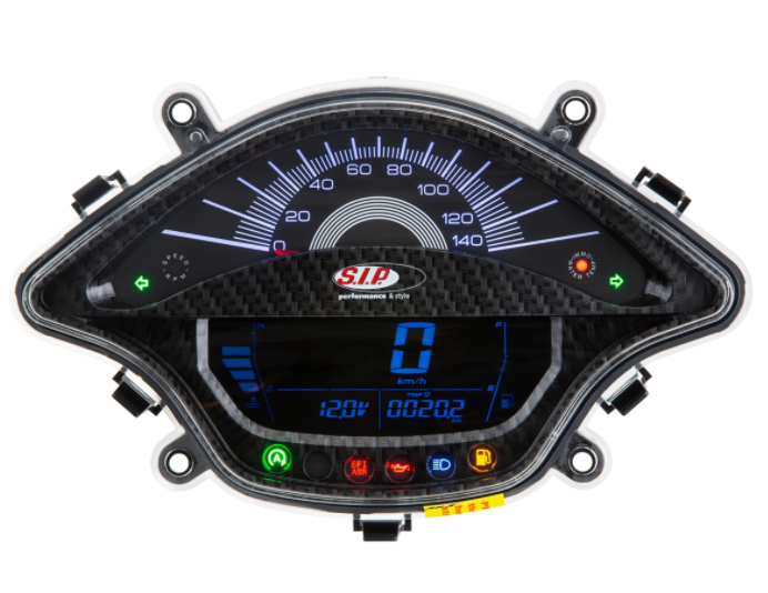 Toerenteller/snelheidsmeter voor Vespa Primavera/Sprint 50-150cc 2T/4T AC, carbon look