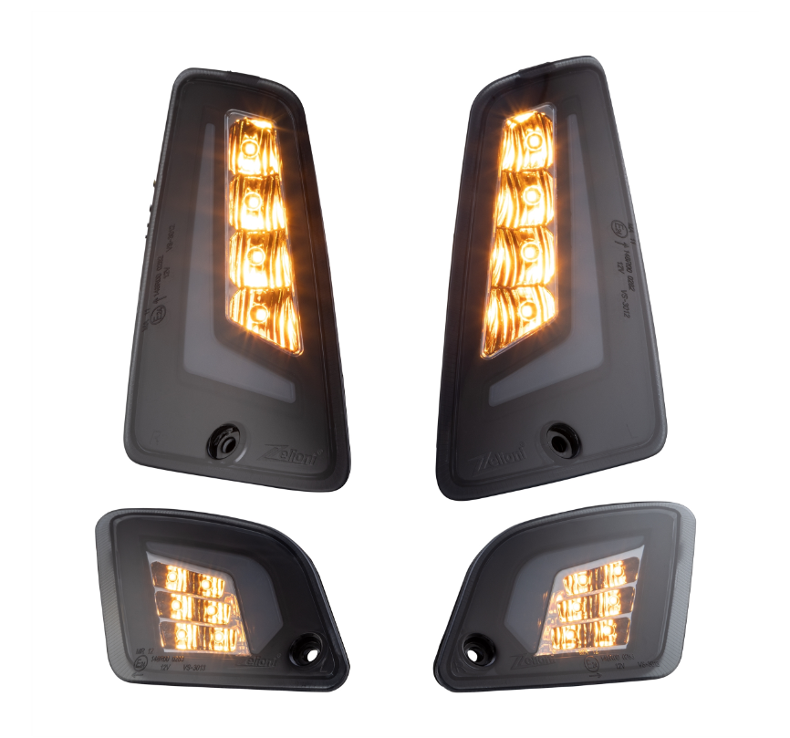 Knipperlichtset ZELIONI voor & achter voor Vespa GTS/GTS Super/GTV 125-300cc, getint